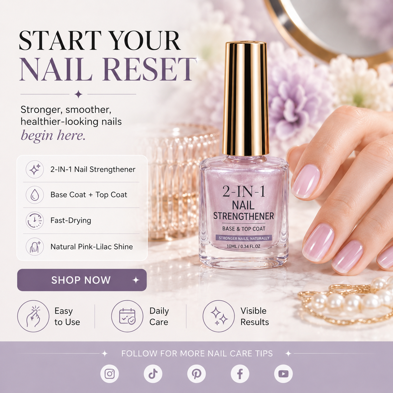 💅 40% OFF !! ⏰ Lilac Glossy Nail Strengthener – Strengthen Weak Nails & Restore Natural Shine — Dlosyvo®