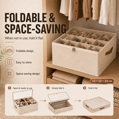 🔥Large Capacity Oxford Fabric Foldable Design Shoe Organizer & Storage Box, anti-mold & moisture resistant for shoes and socks, clothing, and toys 🧺✨| Dlosyvo®