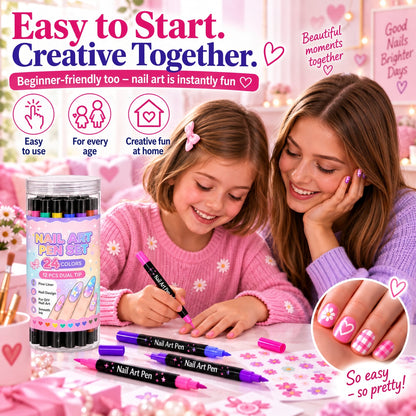 💅 Girls Love It! ✨ 24-Color Nail Art Pen Set | DIY Nail Design for Girls & Kids | Dual-Tip Nail Art Pens for Sleepovers, Birthday Parties & Gifts | No Salon Needed