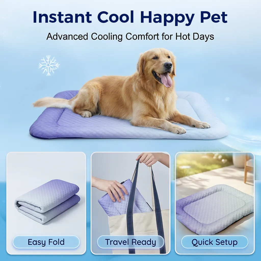 ❄️Pet Cooling Mat for Dogs & Cats 🐾  Naturally Cool Ice-Silk Pad • Breathable, Washable & Soft Dlosyvo®