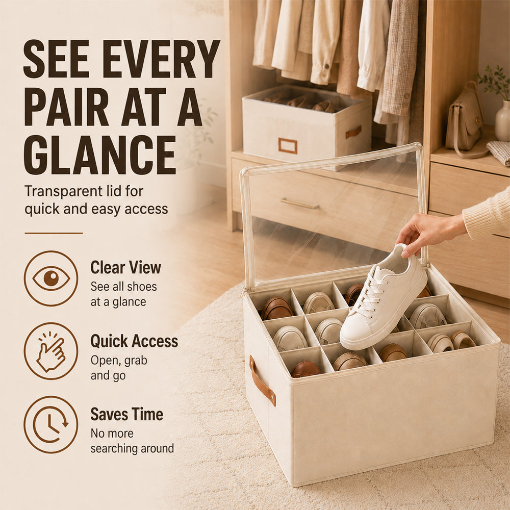 🔥Large Capacity Oxford Fabric Foldable Design Shoe Organizer & Storage Box, anti-mold & moisture resistant for shoes and socks, clothing, and toys 🧺✨| Dlosyvo®