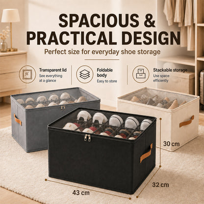 🔥Large Capacity Oxford Fabric Foldable Design Shoe Organizer & Storage Box, anti-mold & moisture resistant for shoes and socks, clothing, and toys 🧺✨| Dlosyvo®