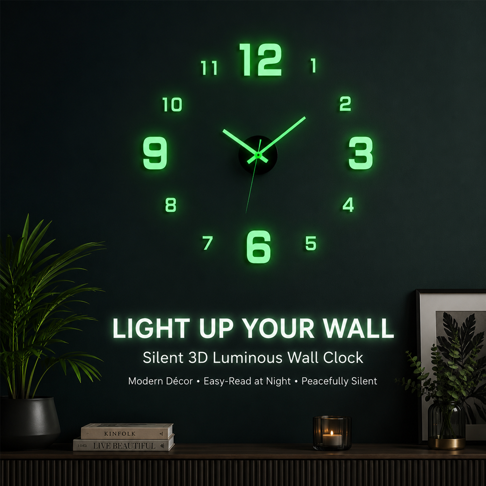 🕒Dlosyvo® Modern 3D Digital Wall Clock 🏠– Silent Acrylic Luminous Wall Decor, Night Glow Easy-Read Time Display, Stylish Home Decoration & Gift