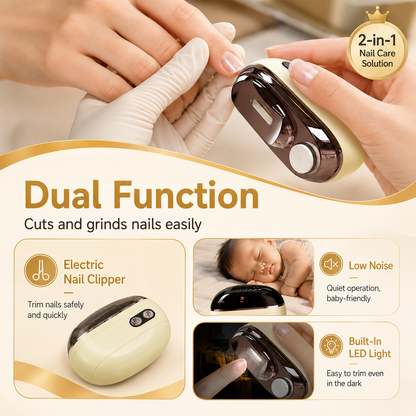 upsell ✂️ LIMITED-TIME 50% OFF! 2-in-1 Smart Electric Nail Clipper & Polisher – Anti-Pinch Safety & LED Light 💅