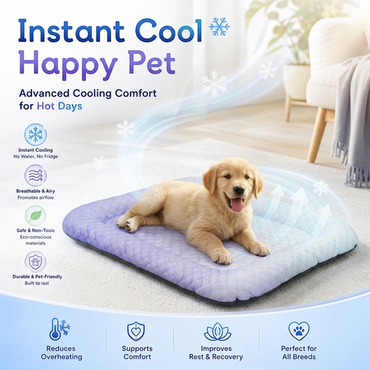 ❄️Pet Cooling Mat for Dogs & Cats 🐾  Naturally Cool Ice-Silk Pad • Breathable, Washable & Soft Dlosyvo®