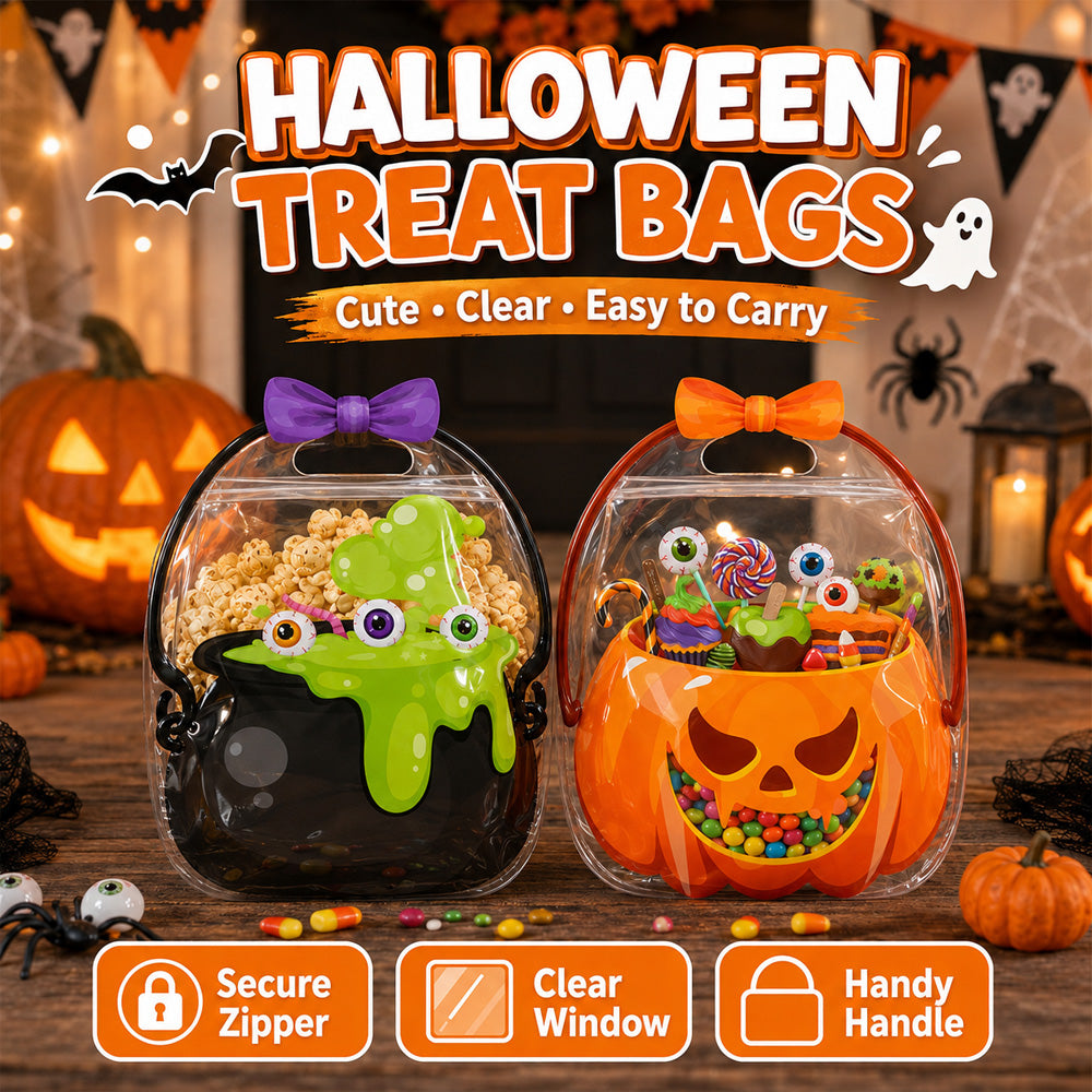 🎃 Unique Halloween Design| Goodie Bags Plastic Candy Bag perfect for candy, gifts, and creative packaging.