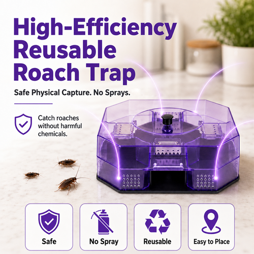 ⏳Time-Limited Special⏰ Reusable Roach Trap – Physical capture, no toxic sprays. One‑way doors, easy to check & clean. Safe for homes with kids & pets! 🏠✨