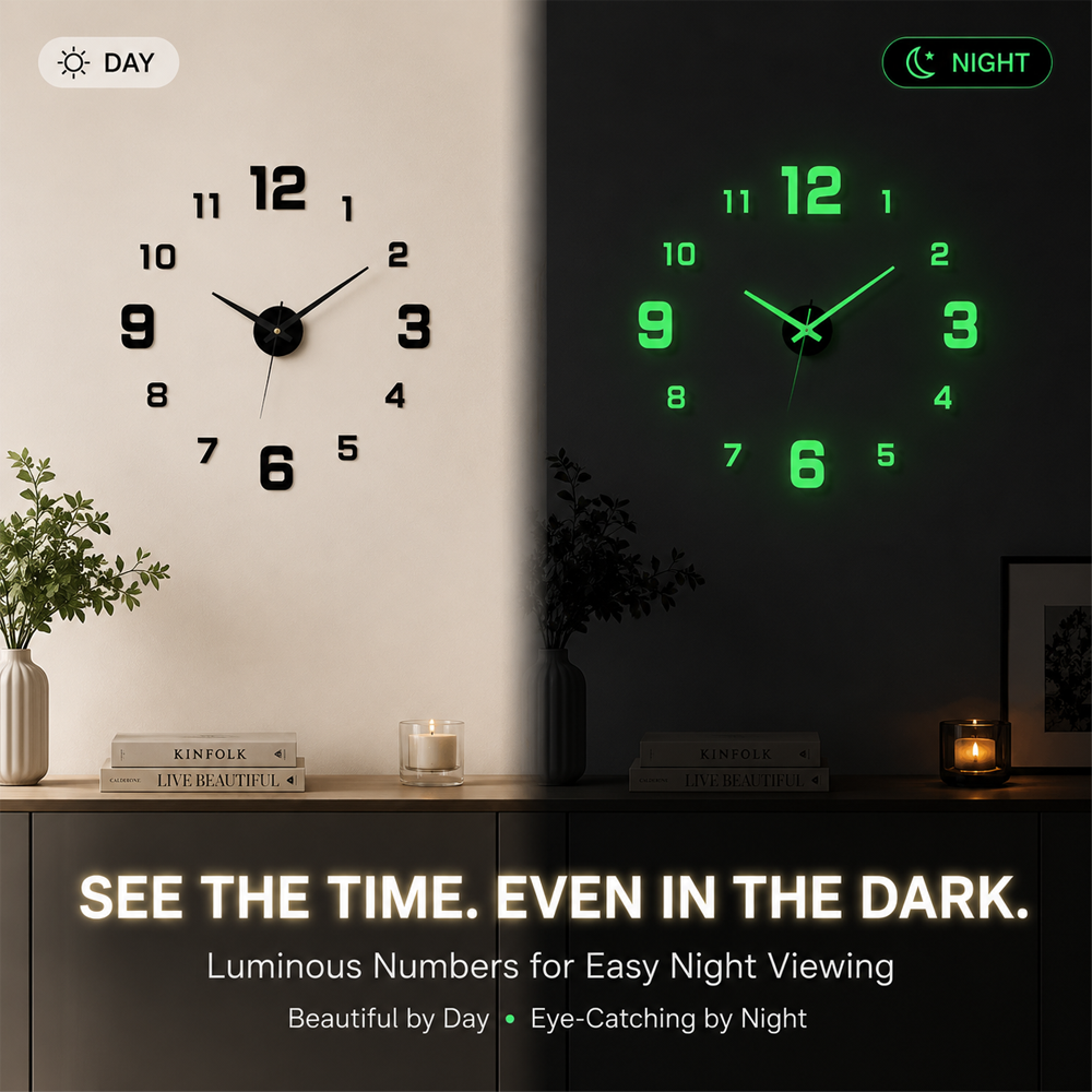 🕒Dlosyvo® Modern 3D Digital Wall Clock 🏠– Silent Acrylic Luminous Wall Decor, Night Glow Easy-Read Time Display, Stylish Home Decoration & Gift