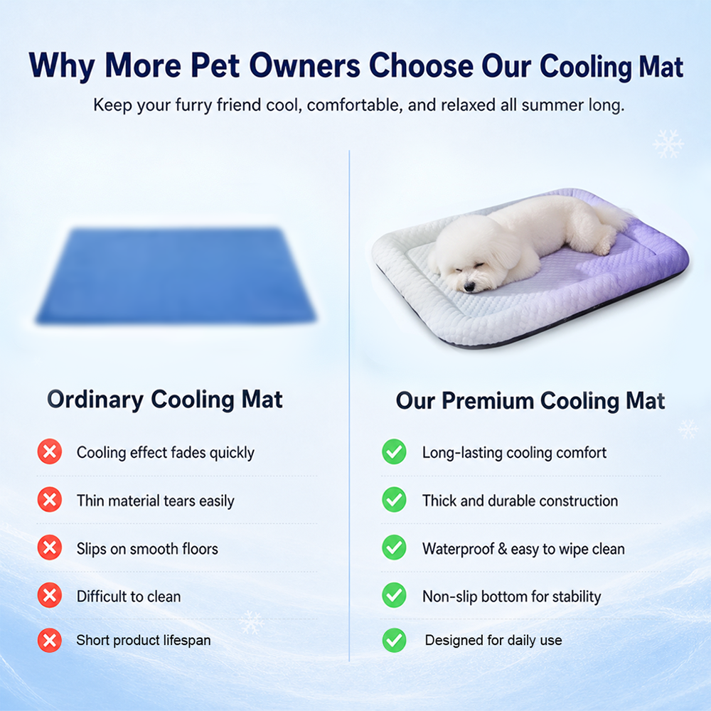 ❄️Pet Cooling Mat for Dogs & Cats 🐾  Naturally Cool Ice-Silk Pad • Breathable, Washable & Soft Dlosyvo®