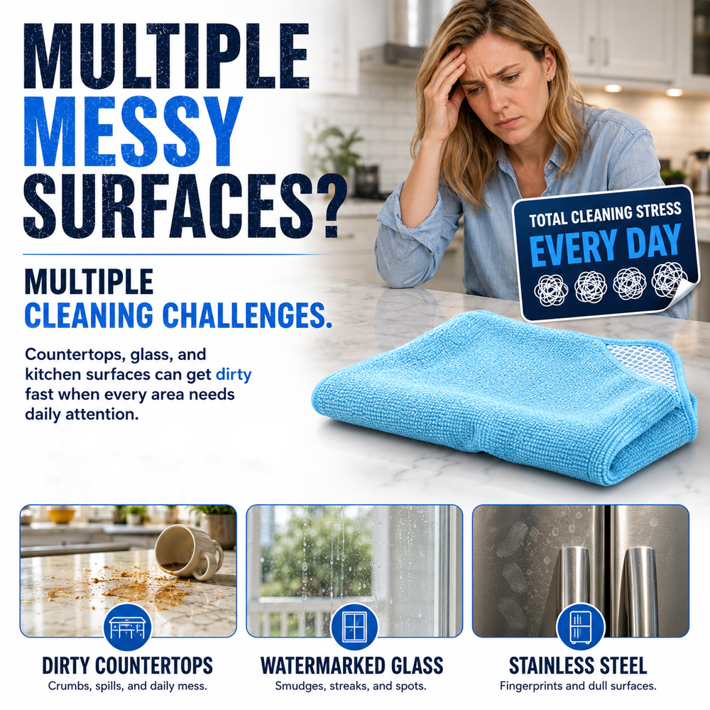🧽✨Dual-Sided Microfiber & Mesh Cleaning Cloth💧—Instant removes Grease, Water Marks, Fingerprints & Dust | Dlosyvo®