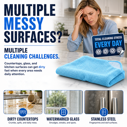 🧽✨Dual-Sided Microfiber & Mesh Cleaning Cloth💧—Instant removes Grease, Water Marks, Fingerprints & Dust | Dlosyvo®
