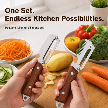 upsell🥕 2-in-1 Multifunctional Vegetable Peeler Set | Peel, Slice & Julienne