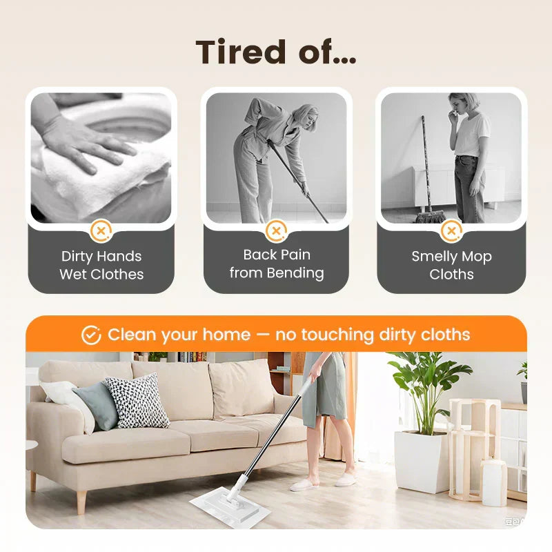 upsell 60%off🧹Disposable Dust Mop with 5 Reusable Cloths