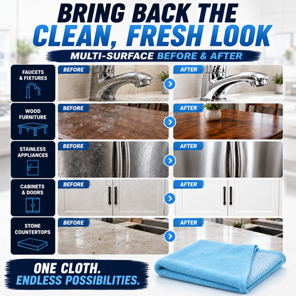 🧽✨Dual-Sided Microfiber & Mesh Cleaning Cloth💧—Instant removes Grease, Water Marks, Fingerprints & Dust | Dlosyvo®