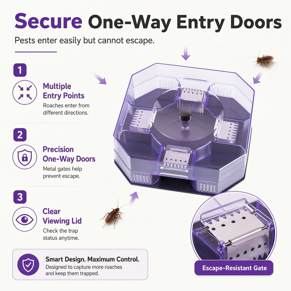 ⏳Time-Limited Special⏰ Reusable Roach Trap – Physical capture, no toxic sprays. One‑way doors, easy to check & clean. Safe for homes with kids & pets! 🏠✨