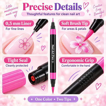 💅 Girls Love It! ✨ 24-Color Nail Art Pen Set | DIY Nail Design for Girls & Kids | Dual-Tip Nail Art Pens for Sleepovers, Birthday Parties & Gifts | No Salon Needed