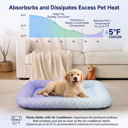 ❄️Pet Cooling Mat for Dogs & Cats 🐾  Naturally Cool Ice-Silk Pad • Breathable, Washable & Soft Dlosyvo®