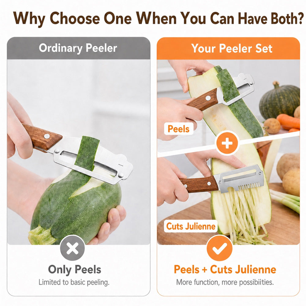 upsell🥕 2-in-1 Multifunctional Vegetable Peeler Set | Peel, Slice & Julienne