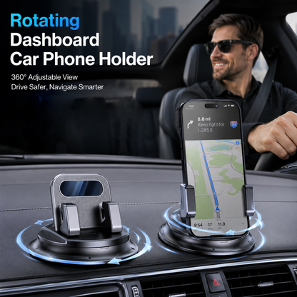 upsell Dlosyvo®  🚗 40% OFF NOW!📱 Rotating Dashboard Car Phone Holder – 360° Adjustable & Anti-Slip – Hands-Free Phone Mount 🛡️