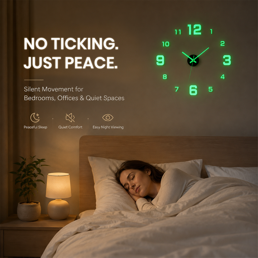 🕒Dlosyvo® Modern 3D Digital Wall Clock 🏠– Silent Acrylic Luminous Wall Decor, Night Glow Easy-Read Time Display, Stylish Home Decoration & Gift