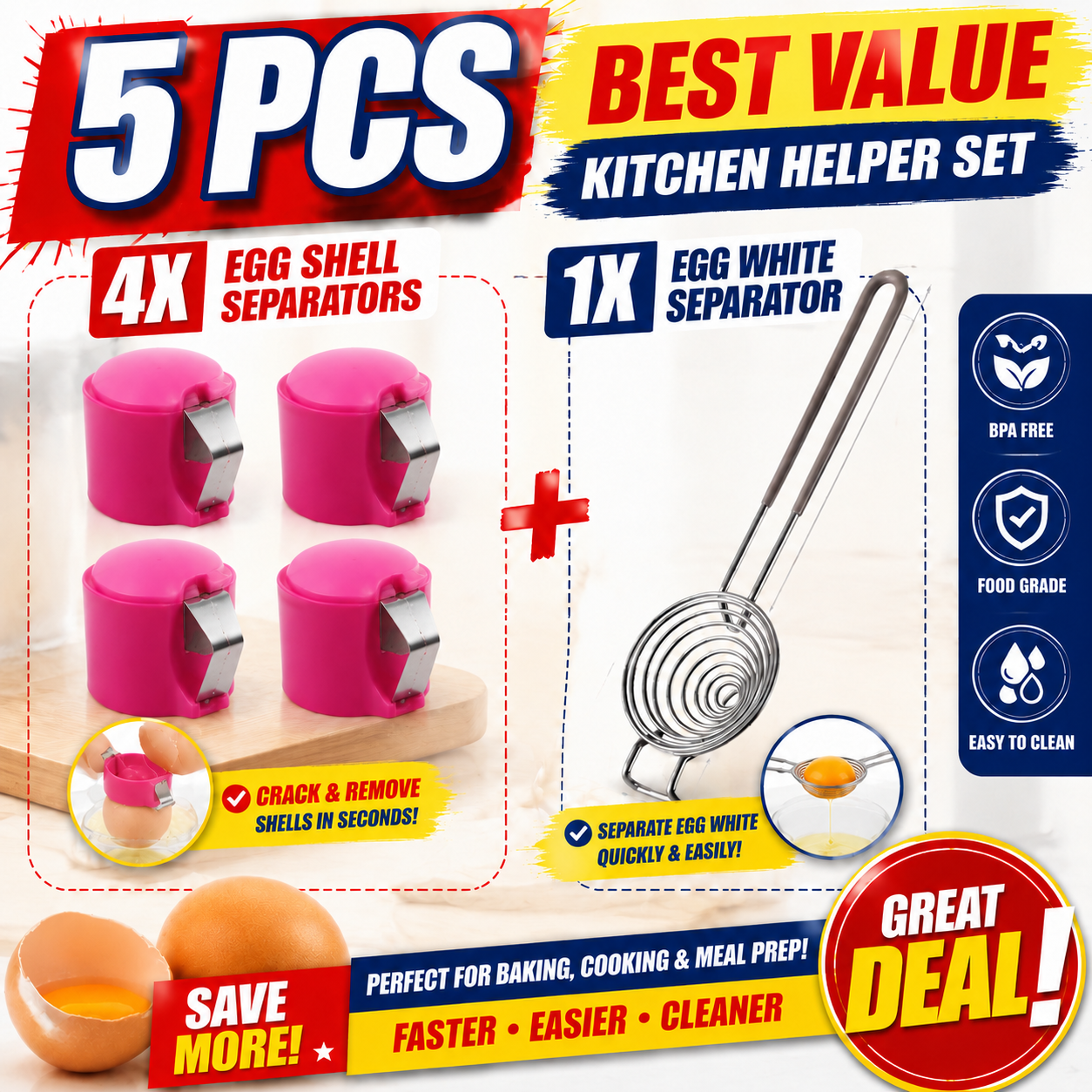 🔥🔥🔥Limited-time 😮‍💨 Buy 1 Get 1 Free ！！！🍳 Quick Egg Cracker Tool – Open Hundreds Of Eggs Faster & Cleaner 🔥