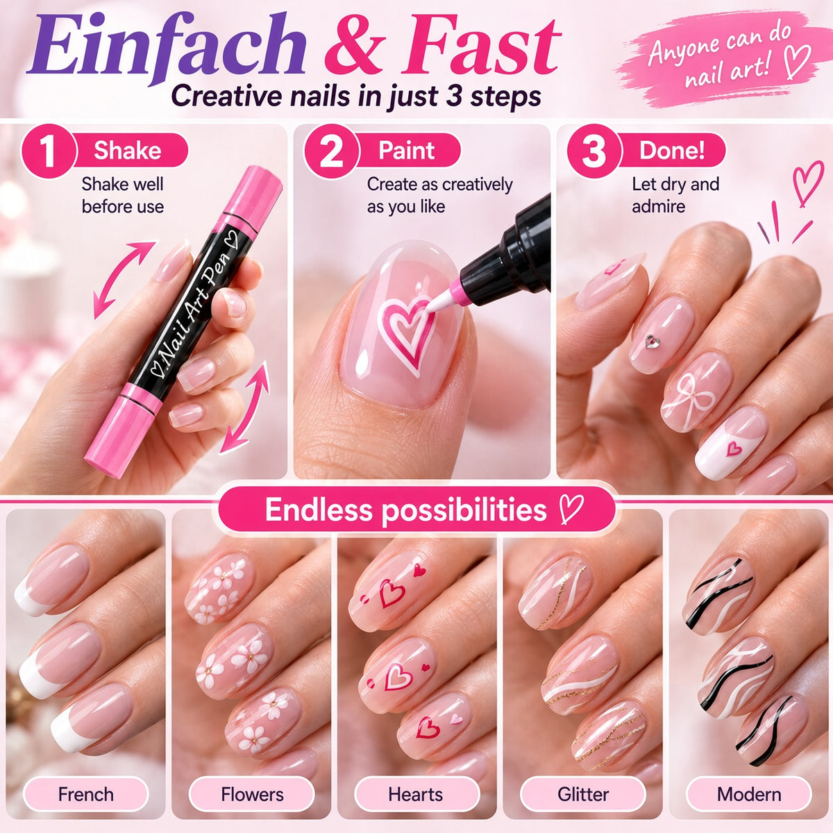 💅 Girls Love It! ✨ 24-Color Nail Art Pen Set | DIY Nail Design for Girls & Kids | Dual-Tip Nail Art Pens for Sleepovers, Birthday Parties & Gifts | No Salon Needed