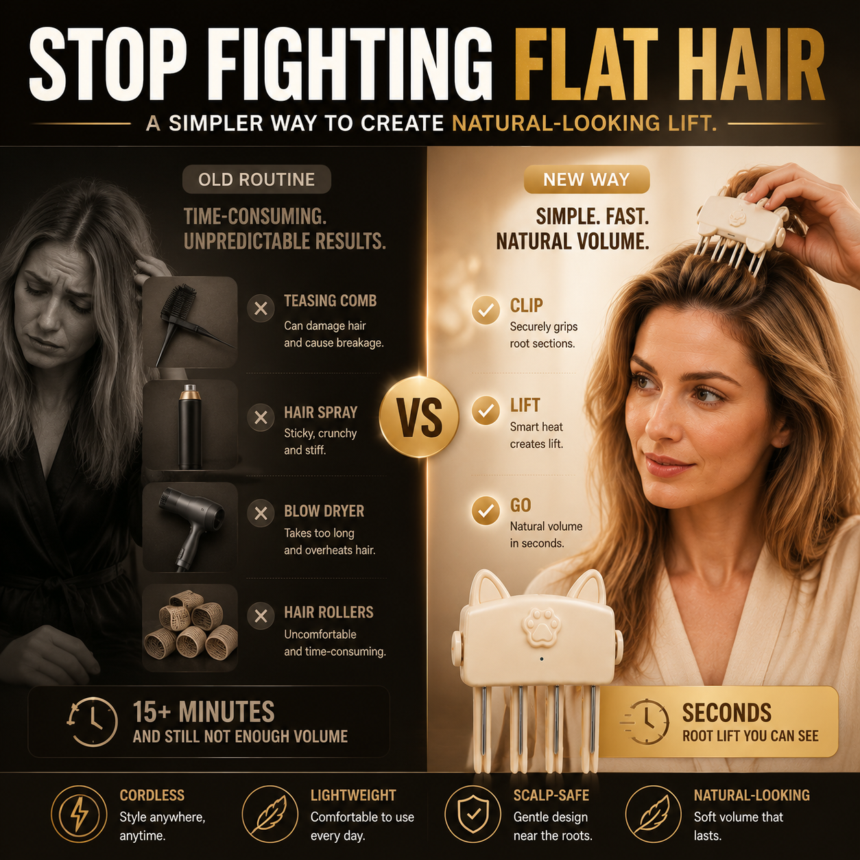 💇 Professional stylist approved💈💞 Dlosyvo® |Wireless Heated Volumizing Root Clip