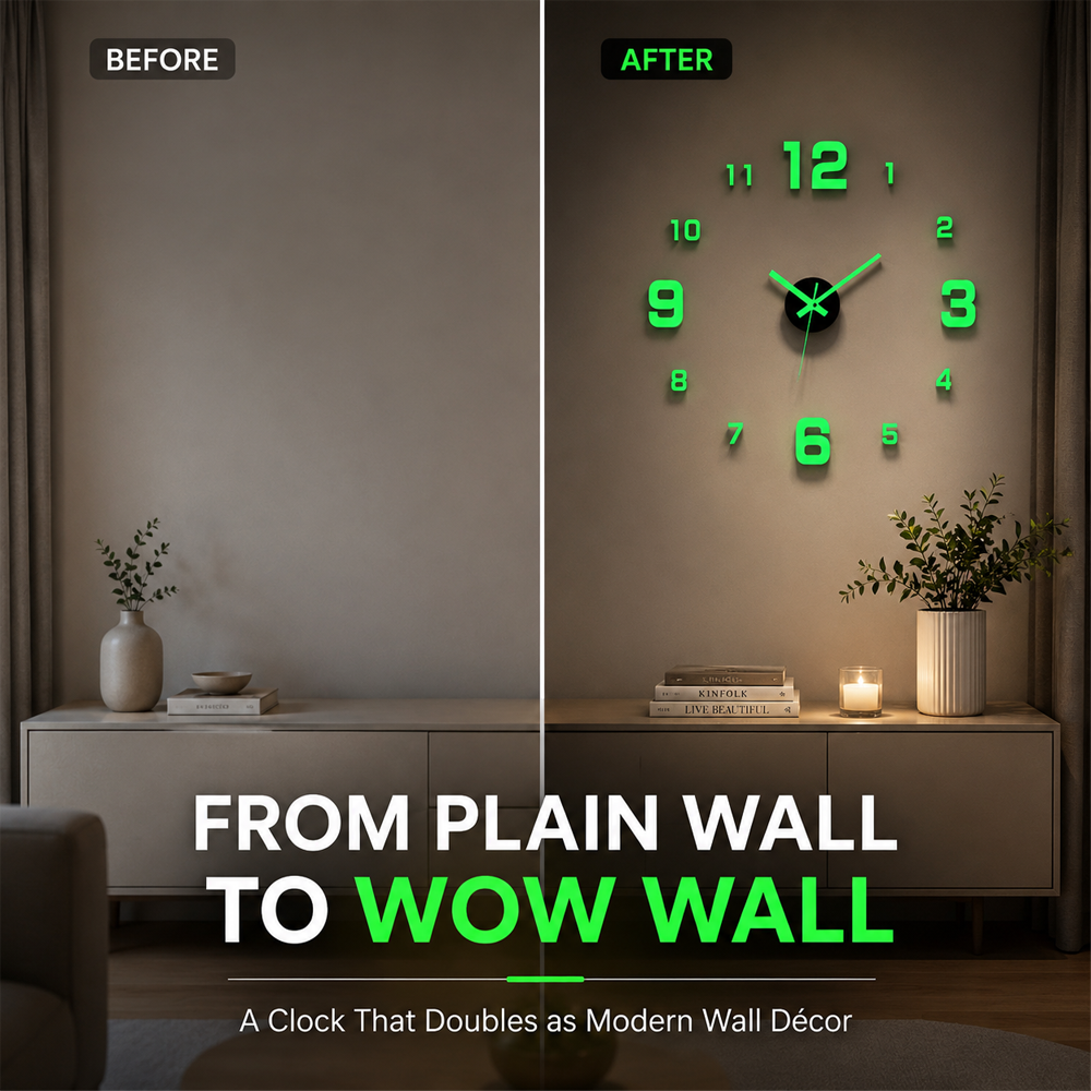 🕒Dlosyvo® Modern 3D Digital Wall Clock 🏠– Silent Acrylic Luminous Wall Decor, Night Glow Easy-Read Time Display, Stylish Home Decoration & Gift