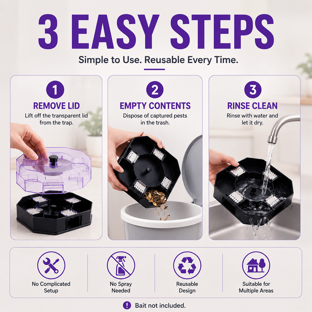 ⏳Time-Limited Special⏰ Reusable Roach Trap – Physical capture, no toxic sprays. One‑way doors, easy to check & clean. Safe for homes with kids & pets! 🏠✨
