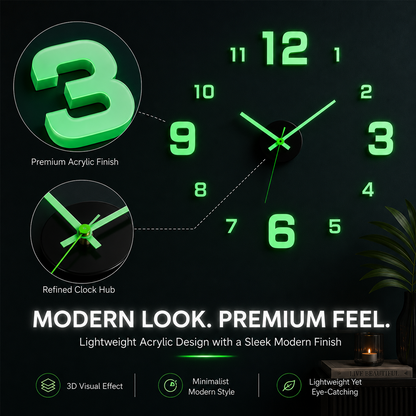 🕒Dlosyvo® Modern 3D Digital Wall Clock 🏠– Silent Acrylic Luminous Wall Decor, Night Glow Easy-Read Time Display, Stylish Home Decoration & Gift
