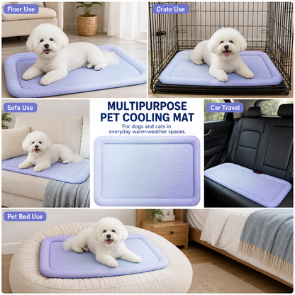 ❄️Pet Cooling Mat for Dogs & Cats 🐾  Naturally Cool Ice-Silk Pad • Breathable, Washable & Soft Dlosyvo®