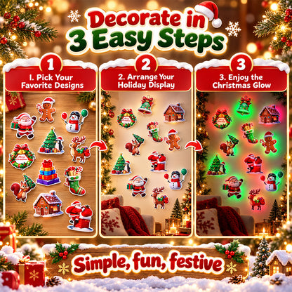 🥳2026 HOT SALE🥳💞50K+ SOLD! 🎄 Light-Up Christmas Wall Decals | No Drill, No Wires, Instant Holiday Glow 🎄