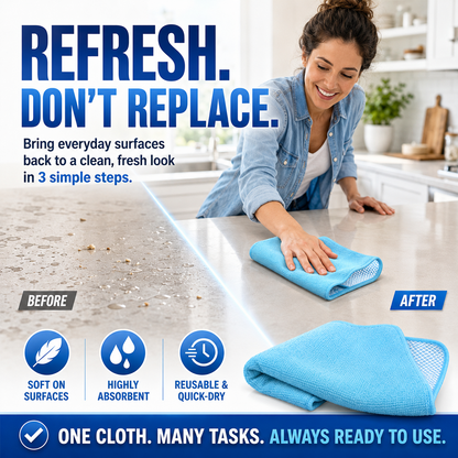 🧽✨Dual-Sided Microfiber & Mesh Cleaning Cloth💧—Instant removes Grease, Water Marks, Fingerprints & Dust | Dlosyvo®
