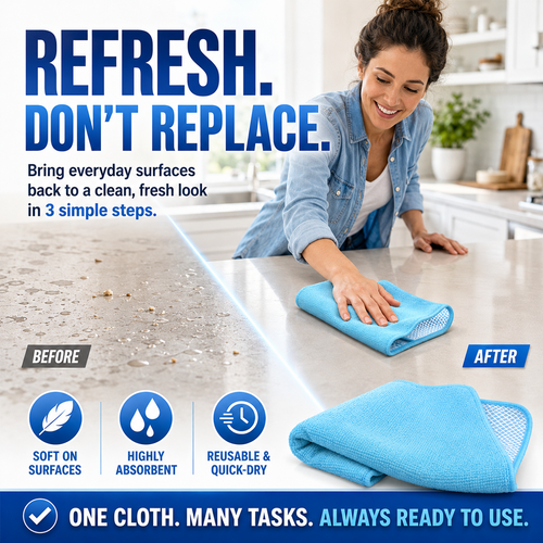 🧽✨Dual-Sided Microfiber & Mesh Cleaning Cloth💧—Instant removes Grease, Water Marks, Fingerprints & Dust | Dlosyvo®
