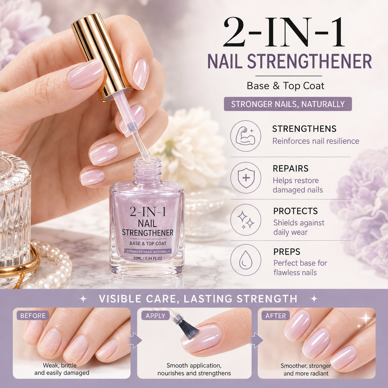 💅 40% OFF !! ⏰ Lilac Glossy Nail Strengthener – Strengthen Weak Nails & Restore Natural Shine — Dlosyvo®