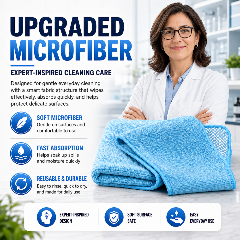 🧽✨Dual-Sided Microfiber & Mesh Cleaning Cloth💧—Instant removes Grease, Water Marks, Fingerprints & Dust | Dlosyvo®