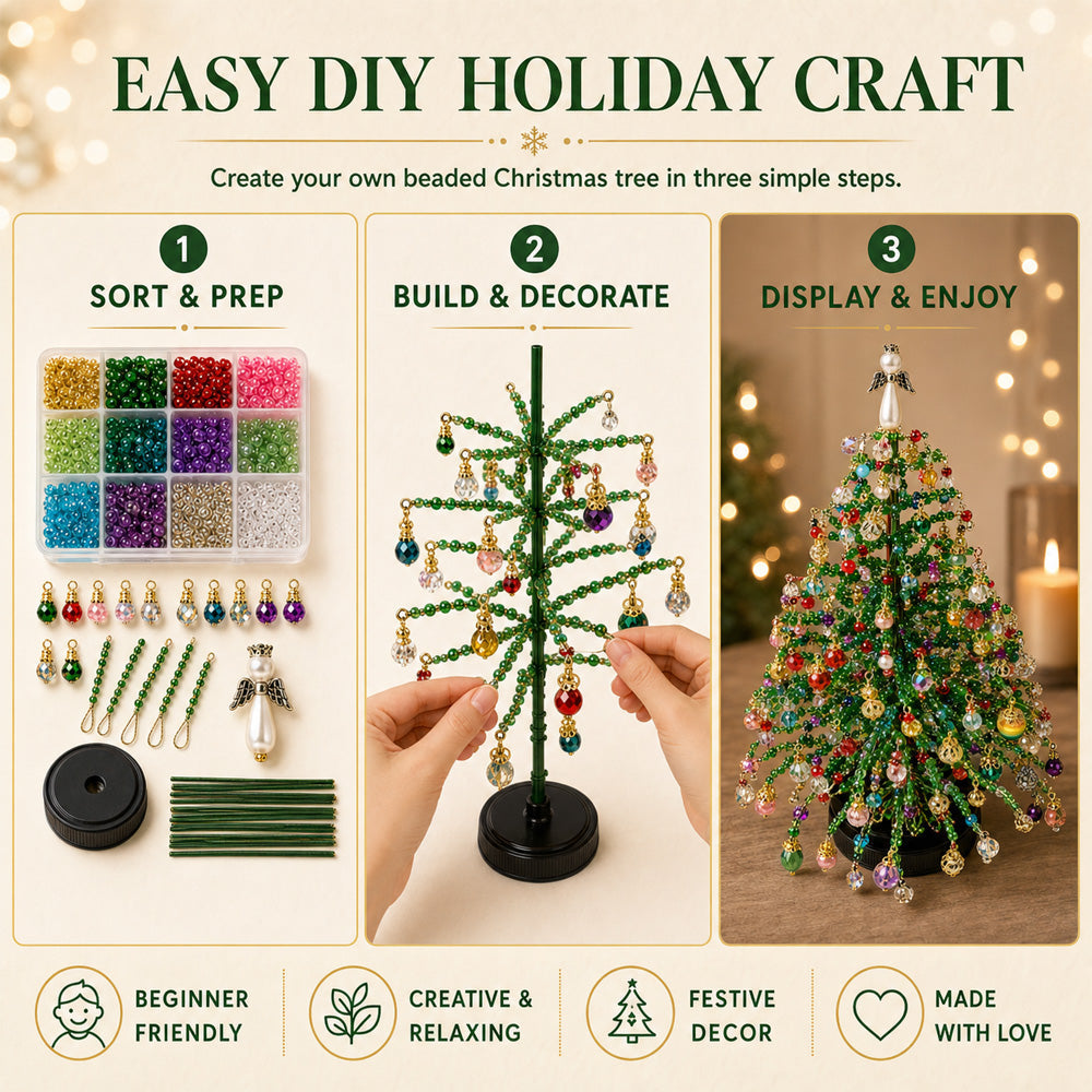 🎄✨ DIY Beaded Christmas Tree Kit – 🎅Create Your Own Sparkling Holiday Decoration | Dlosyvo®