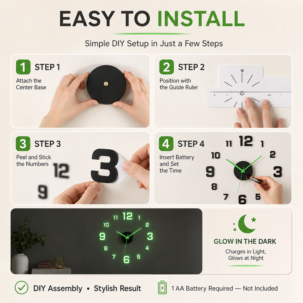 🕒Dlosyvo® Modern 3D Digital Wall Clock 🏠– Silent Acrylic Luminous Wall Decor, Night Glow Easy-Read Time Display, Stylish Home Decoration & Gift