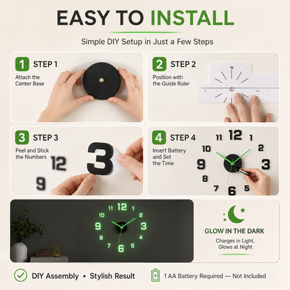🕒Dlosyvo® Modern 3D Digital Wall Clock 🏠– Silent Acrylic Luminous Wall Decor, Night Glow Easy-Read Time Display, Stylish Home Decoration & Gift