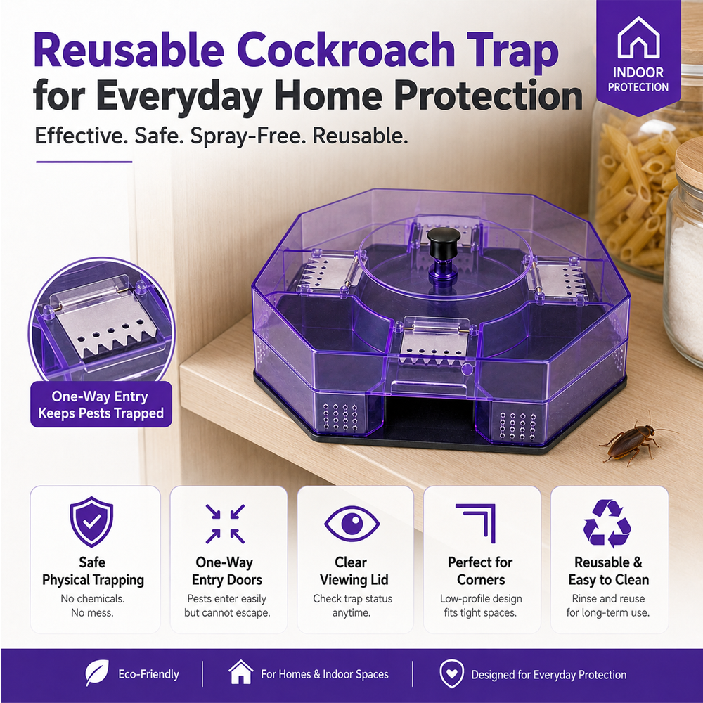 ⏳Time-Limited Special⏰ Reusable Roach Trap – Physical capture, no toxic sprays. One‑way doors, easy to check & clean. Safe for homes with kids & pets! 🏠✨