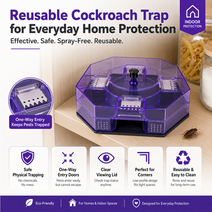 ⏳Time-Limited Special⏰ Reusable Roach Trap – Physical capture, no toxic sprays. One‑way doors, easy to check & clean. Safe for homes with kids & pets! 🏠✨