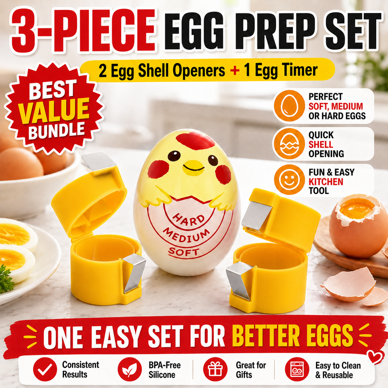 🔥🔥🔥Limited-time 😮‍💨 Buy 1 Get 1 Free ！！！🍳 Quick Egg Cracker Tool – Open Hundreds Of Eggs Faster & Cleaner 🔥