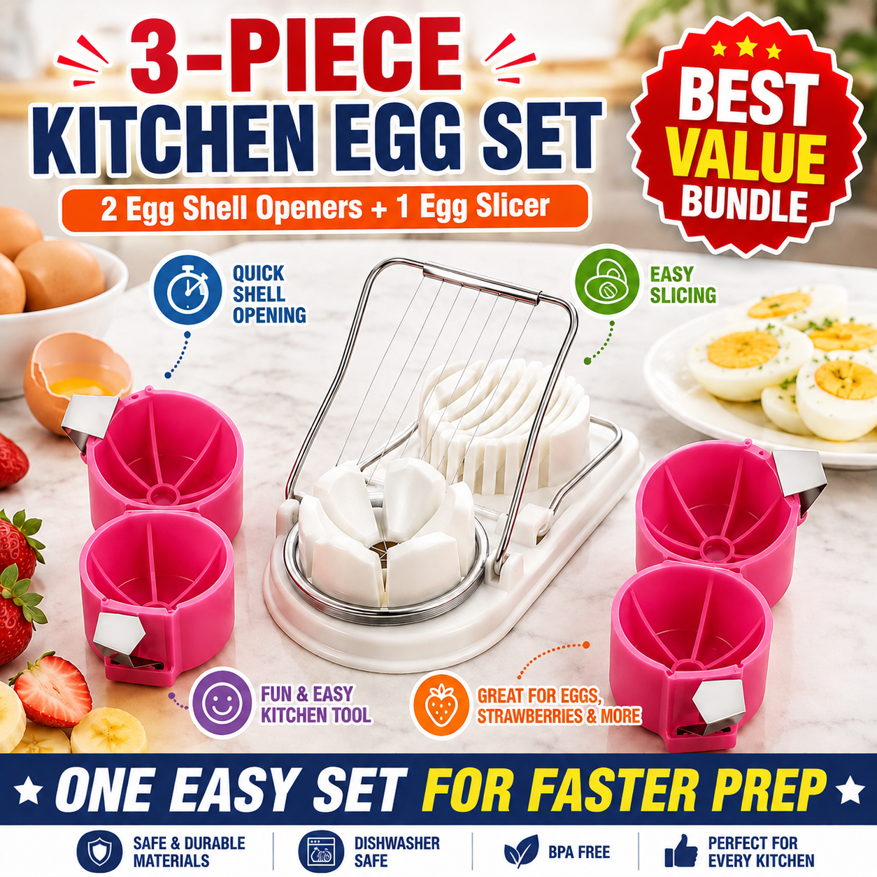🔥🔥🔥Limited-time 😮‍💨 Buy 1 Get 1 Free ！！！🍳 Quick Egg Cracker Tool – Open Hundreds Of Eggs Faster & Cleaner 🔥