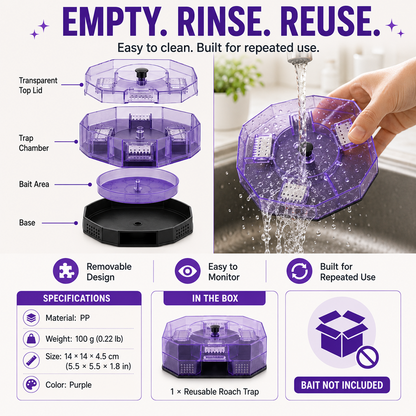 ⏳Time-Limited Special⏰ Reusable Roach Trap – Physical capture, no toxic sprays. One‑way doors, easy to check & clean. Safe for homes with kids & pets! 🏠✨