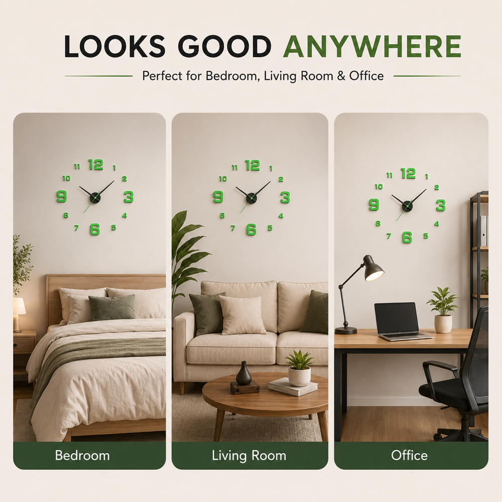 🕒Dlosyvo® Modern 3D Digital Wall Clock 🏠– Silent Acrylic Luminous Wall Decor, Night Glow Easy-Read Time Display, Stylish Home Decoration & Gift
