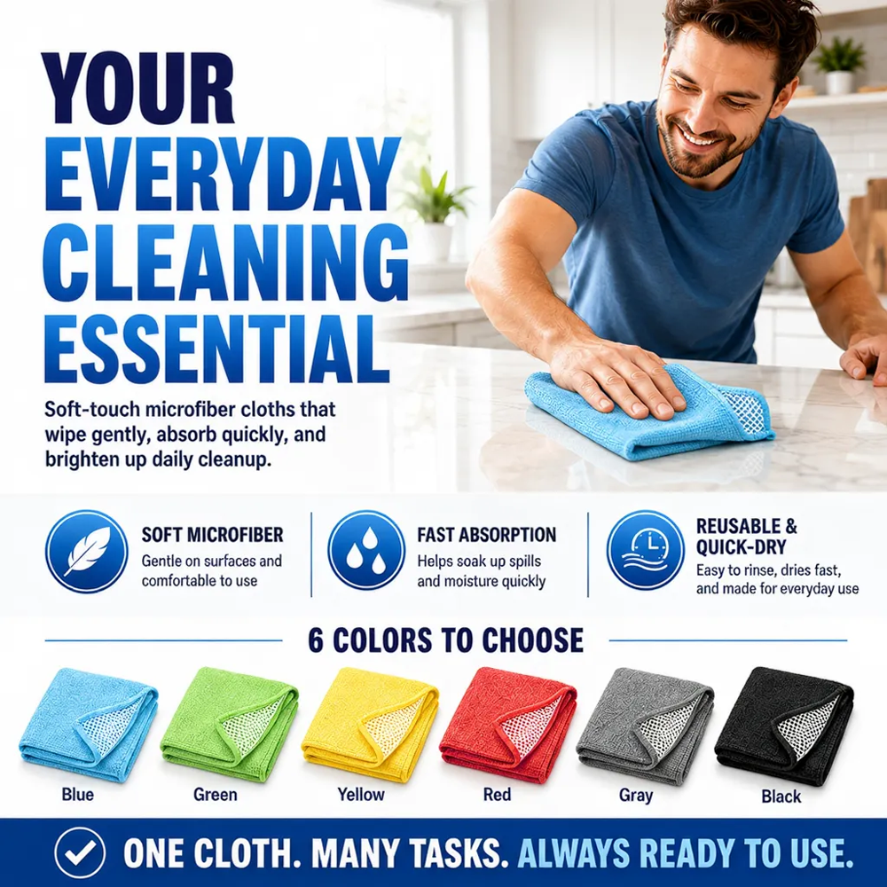 🧽✨Dual-Sided Microfiber & Mesh Cleaning Cloth💧—Instant removes Grease, Water Marks, Fingerprints & Dust | Dlosyvo®
