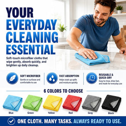 🧽✨Dual-Sided Microfiber & Mesh Cleaning Cloth💧—Instant removes Grease, Water Marks, Fingerprints & Dust | Dlosyvo®