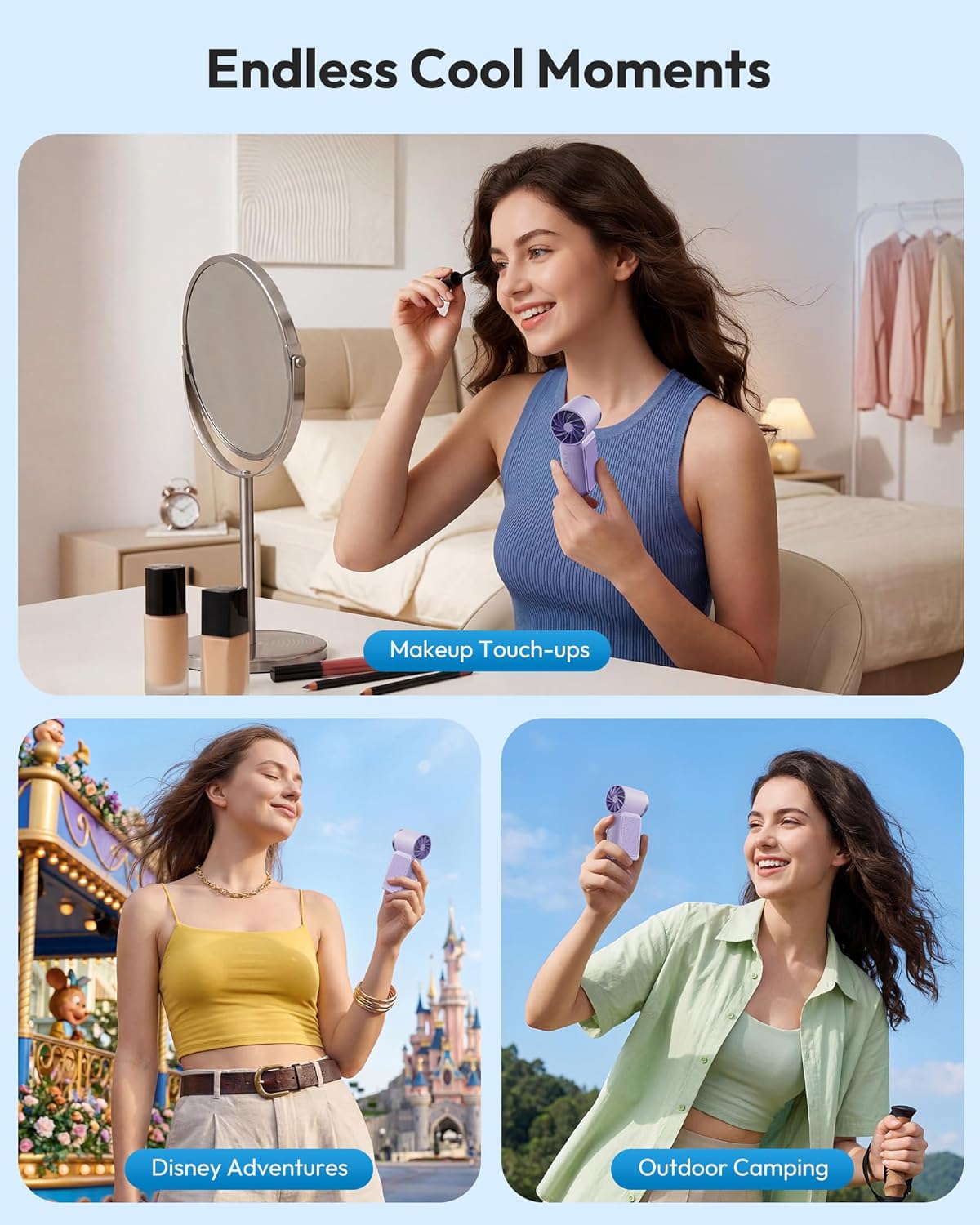 Dlosyvo®🥳2026 HOT SALE🥳50K+ SOLD!❄️  Turbo Handheld Fan – 16900 RPM, 6 speeds, LED display. 3000mAh battery, 10.7hrs cooling. Pocket‑sized power!