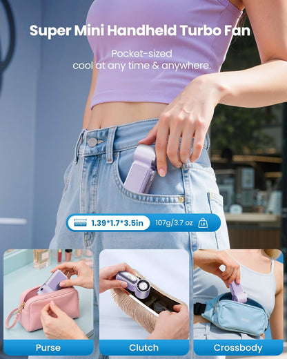 Dlosyvo®🥳2026 HOT SALE🥳50K+ SOLD!❄️  Turbo Handheld Fan – 16900 RPM, 6 speeds, LED display. 3000mAh battery, 10.7hrs cooling. Pocket‑sized power!