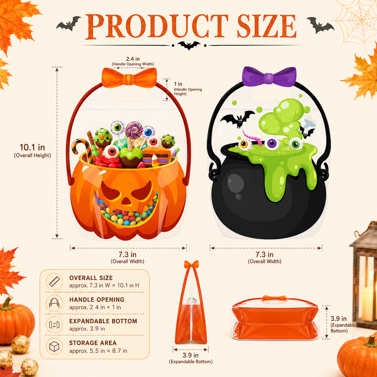 🎃 Unique Halloween Design| Goodie Bags Plastic Candy Bag perfect for candy, gifts, and creative packaging.👻